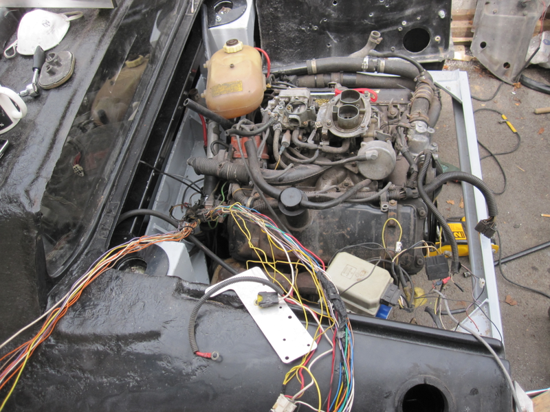 Wiring work in progress after the body is over the chassis.